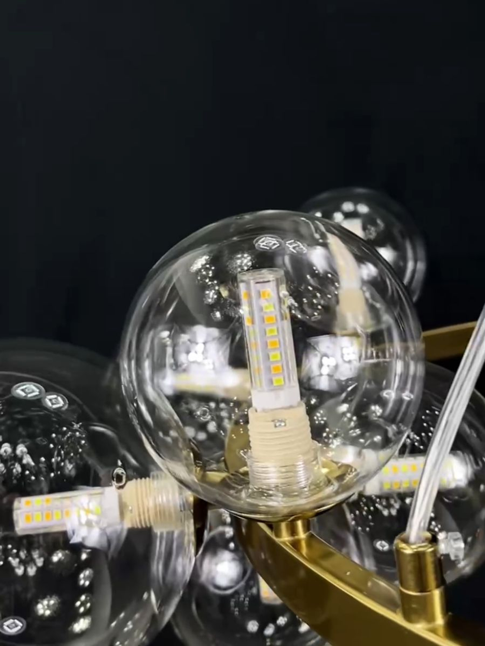 Люстра подвесная Lanbos Bubbles, 15 лампы G9, 180 Вт LED, до 30 кв м, латунь