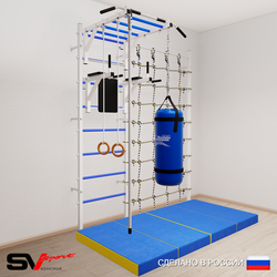 Шведская стенка Sv Sport усиленная 64460 (Турник рукоход/Брусья/Канат/Кольца/Цепь/Мешок 22кг/Мат 2м/Канатный лаз)