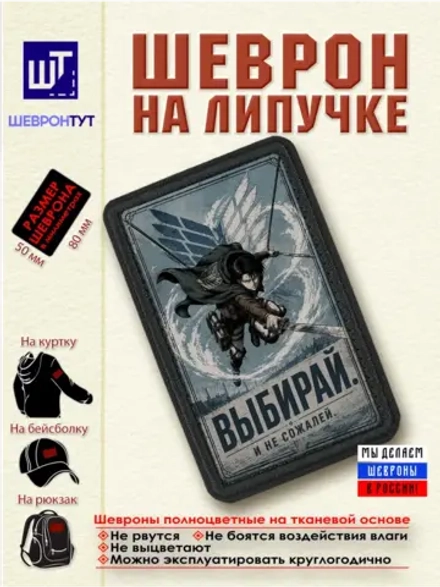 Шеврон "Атака титанов. Леви. Выбирай и не сожалей" dtf