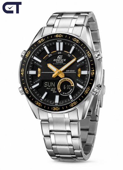 CASIO EFV-C100D-1BVDF EDIFICE мужские наручные часы — аналогово-цифровая модель с 10-летней батареей и чёрным циферблатом