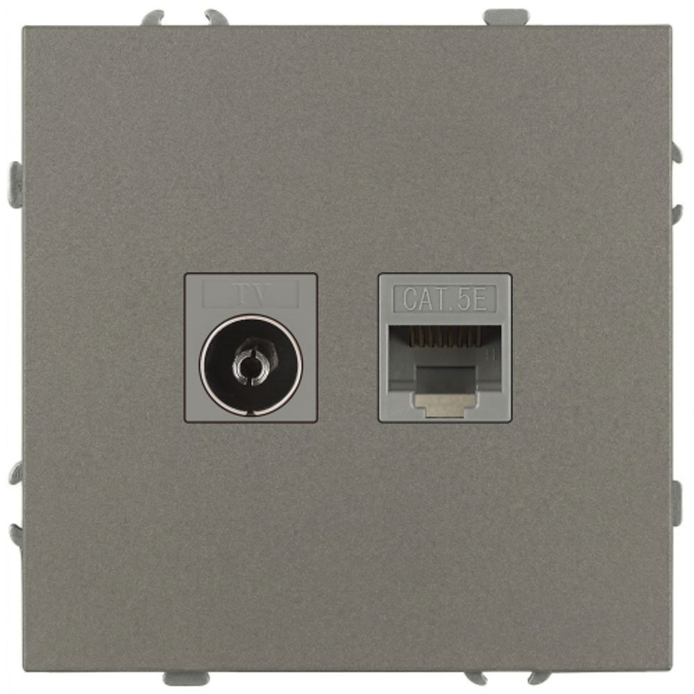 Розетка ЭРА Galaxy 15-3110-07 комбинированная RJ45+TV IP20 титан | Эра Galaxy