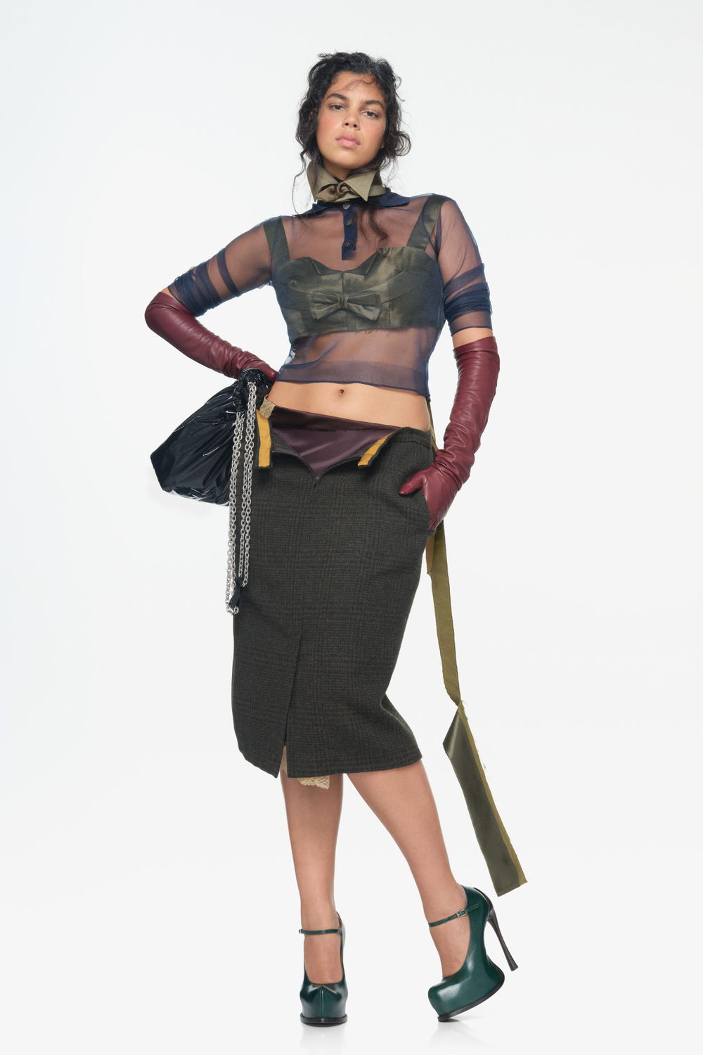 ZARA X JOHN GALLIANO ОДНОТОННАЯ БАНДАНА, ЗЕЛЕНЫЙ