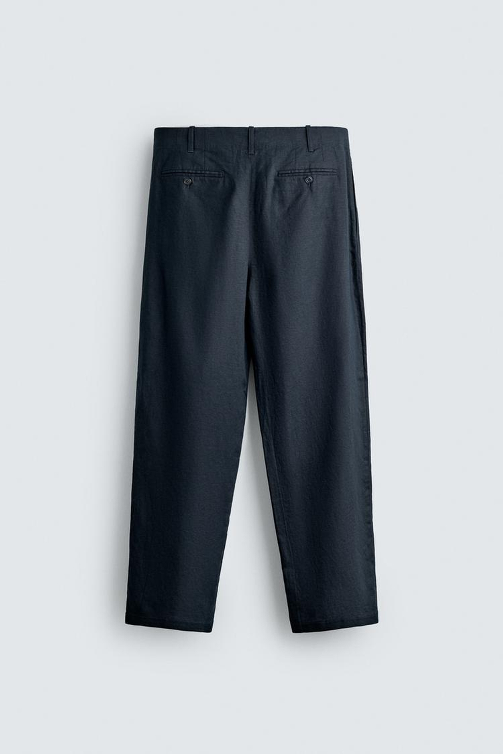 ZARA БРЮКИ RELAXED FIT ИЗ КОНОПЛИ И ХЛОПКА, МОРСКОЙ ТЕМНО-СИНИЙ