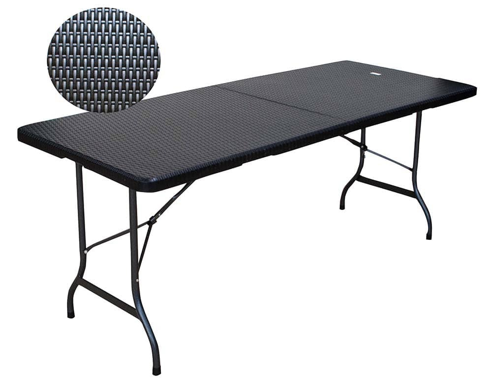 Комплект EasyTable: складной стол T180 Black и 2 скамьи B180 Black, чёрный