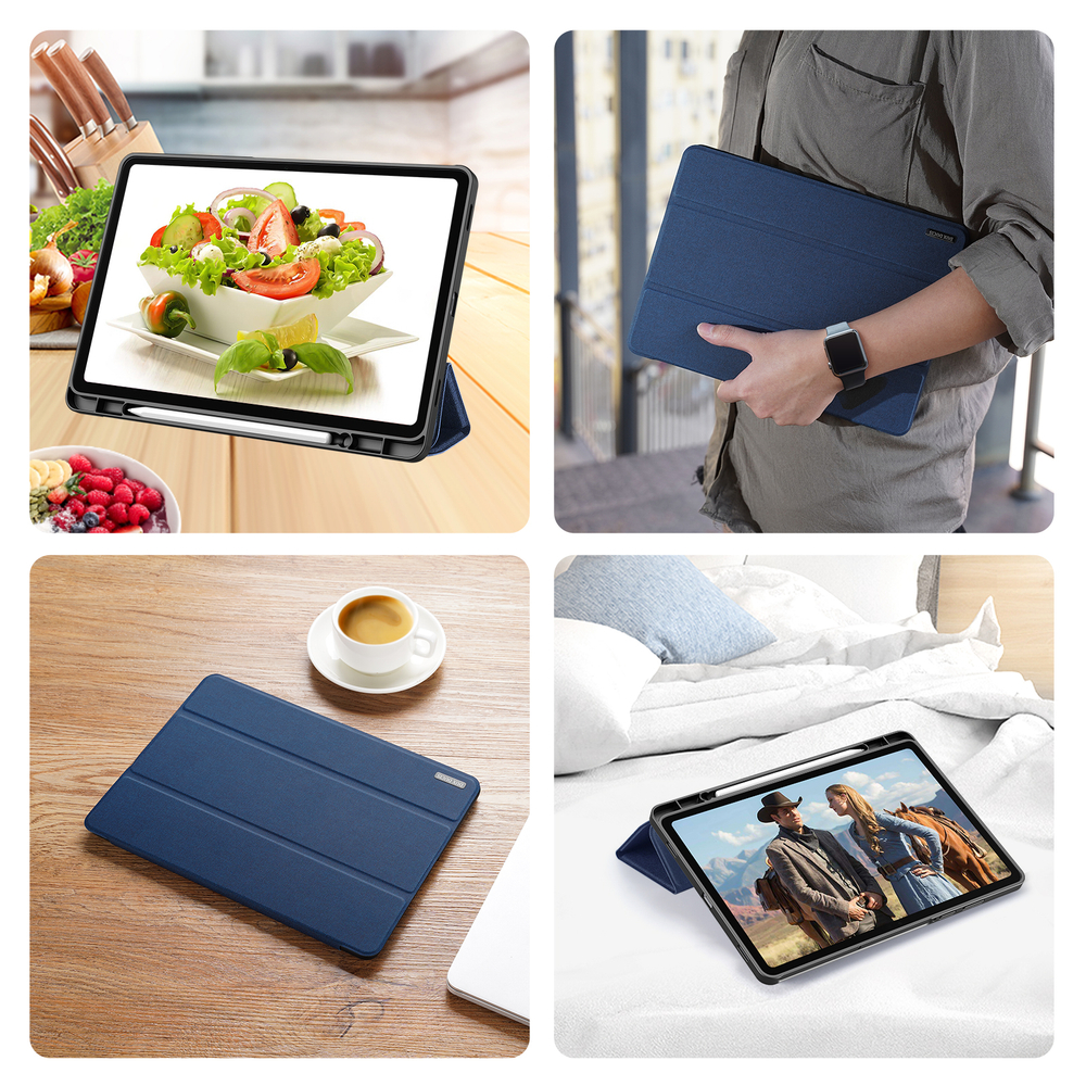 Чехол книжка синего цвета для планшета Samsung Galaxy Tab S11, серия Domo Series (с держателем для S Pen и функцией автоматического перехода в спящий режим) от Dux Ducis