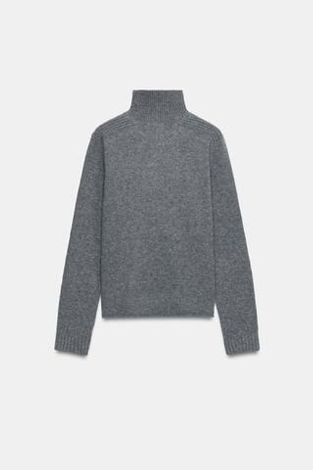 ZARA СВИТЕР С ВЫСОКИМ ВОРОТНИКОМ, МЯГКИЙ СЕРЫЙ
