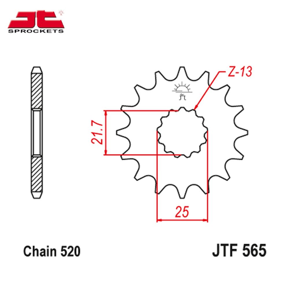 JT JTF565.16RB звезда передняя (ведущая), 16 зубьев