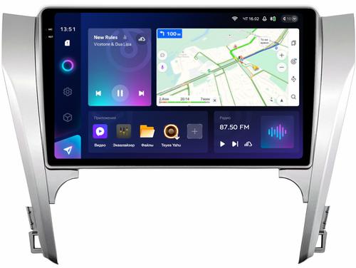 Магнитола для Toyota Camry 50 2011-2014 (рамка серебро 10) - Teyes CC3-2K QLed Android 10, Быстрая, SIM-слот, CarPlay
