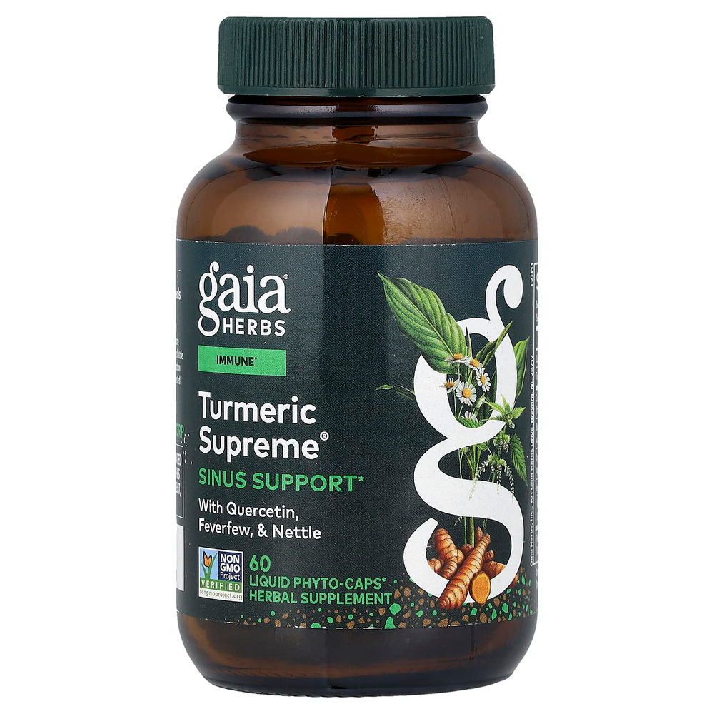 Gaia Herbs, Turmeric Supreme®, добавка для поддержки пазух носа, 60 Liquid Phyto-Caps®
