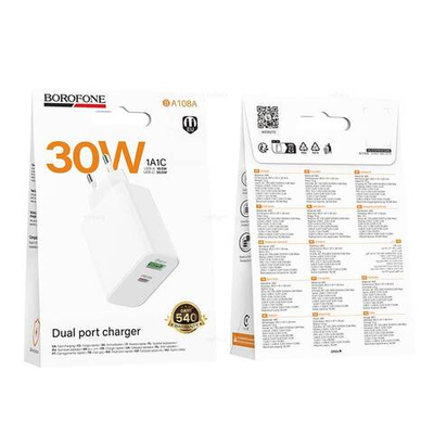 Зарядное устройство PD30W+QC3.0 Borofone BA108A (white)
