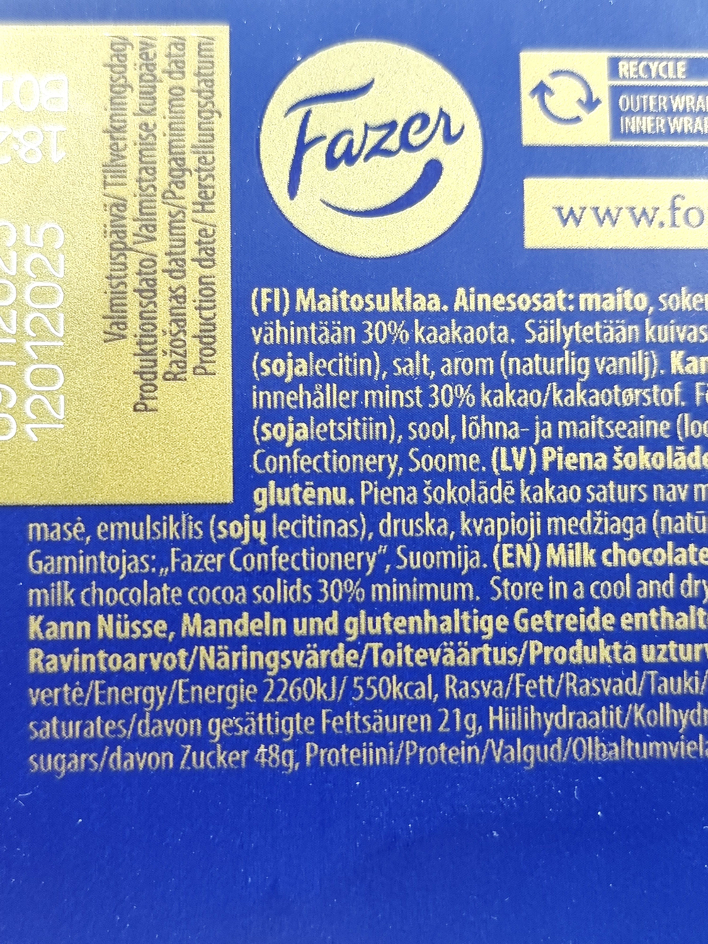 Karl Fazer шоколад молочный 200 г (Финляндия)