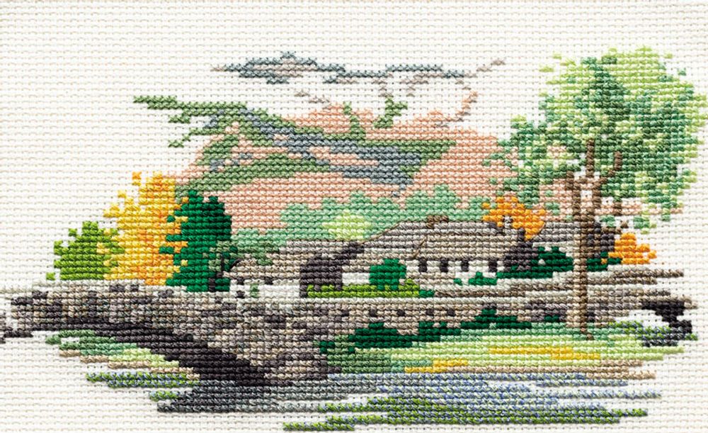 Набор для вышивания нитками Derwentwater Designs, Grange in Borrowdale, 18х11 см