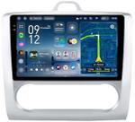 Магнитола для Ford Focus 2 2004-2011 (климат, рамка серебро) - Teyes CC4-PRO монитор 9.5" 2K QLED на Android 13, Быстрейшая, Snapdragon 778G, ИИ, CarPlay, DSP, 4G SIM-слот