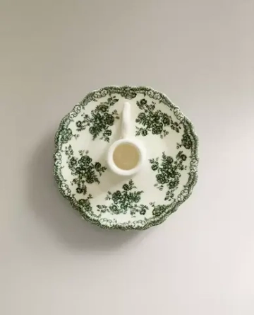 ZARA HOME ПОДСВЕЧНИК В ФОРМЕ ЦВЕТКА, ОЛИВКОВЫЙ