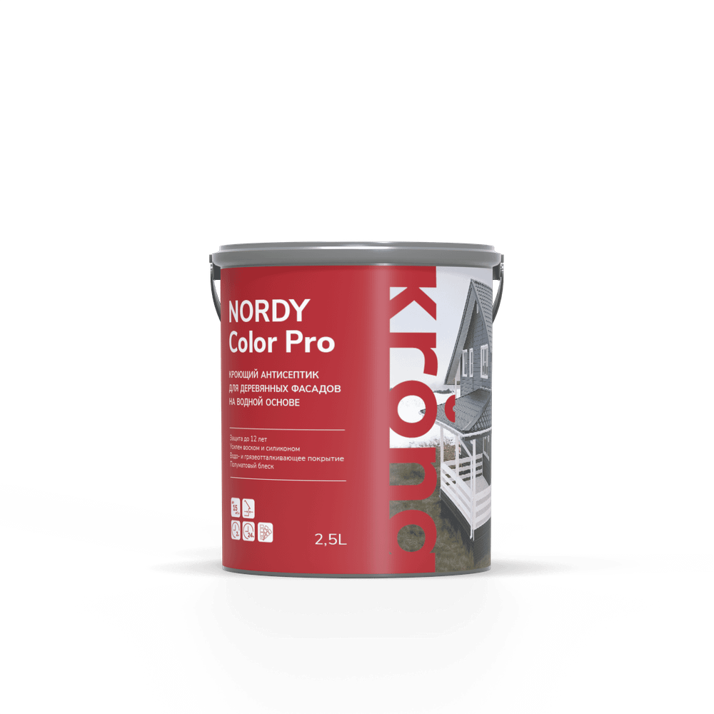 Антисептик кроющий KRONA NORDY COLOR PRO, база С 2,5л