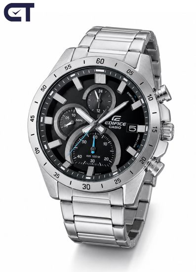 CASIO EFR-571D-1AVUDF EDIFICE мужские наручные часы — крупный стальной хронограф с чёрным циферблатом