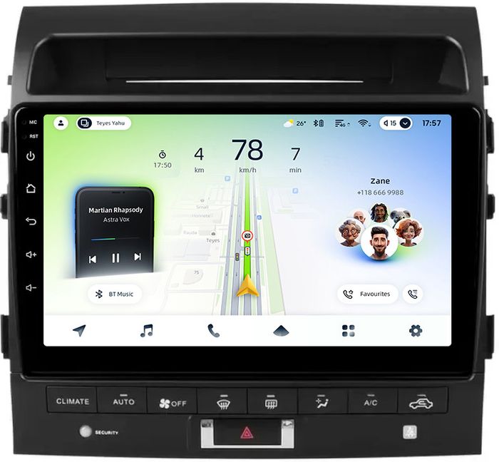Магнитола для Toyota Land Cruiser 200 2007-2009 (климат на ШГУ) - Teyes CC4L монитор 10.1" IPS, Android 14, Быстрая, Snapdragon 662, CarPlay, 4G SIM-слот