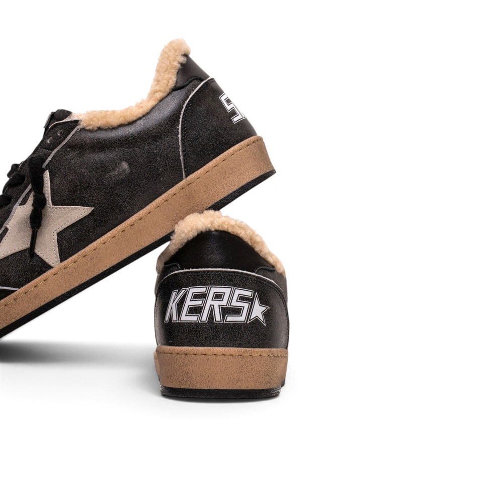 Men’s Ball Star Shearling Private Edition in Black Leather With Silver Star