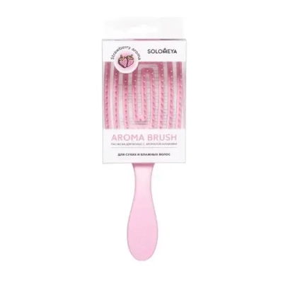 [SOLOMEYA] Расческа для сухих и влажных волос АРОМАТ КЛУБНИКИ лопатка Solomeya Wet Detangler Brush Paddle Strawberry, 1 шт.