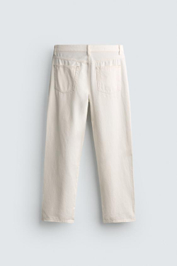 ZARA ДЖИНСЫ STRAIGHT FIT, ЖЕЛТОВАТО-БЕЛЫЙ