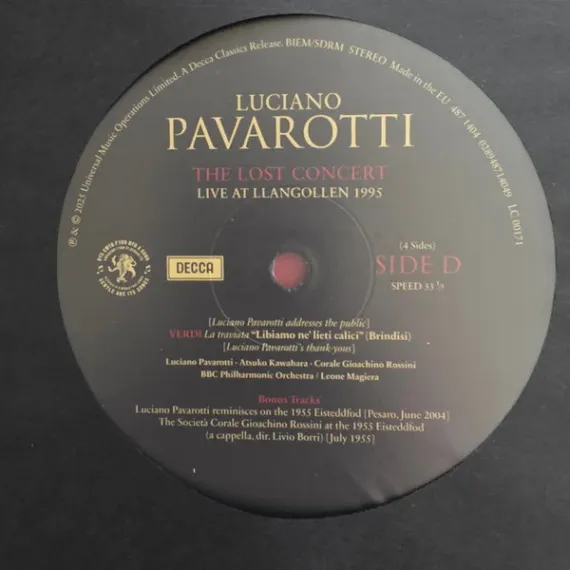 Luciano Pavarotti – The Lost Concert - Live At Llangollen 1995 (Box-set) - 2LP