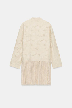 ZARA КУРТКА С ВЫШИВКОЙ И БАХРОМОЙ — ZW COLLECTION, ЭКРЮ/БЕЖЕВЫЙ