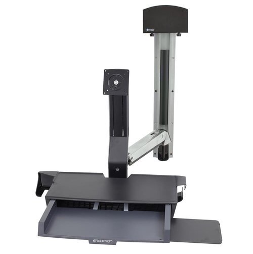 Крепление "Рука" Ergotron StyleView Sit-Stand Combo System с рабочей поверхностью и держателем CPU малого размера (45-272-216 / 45-272-026), Серебряный