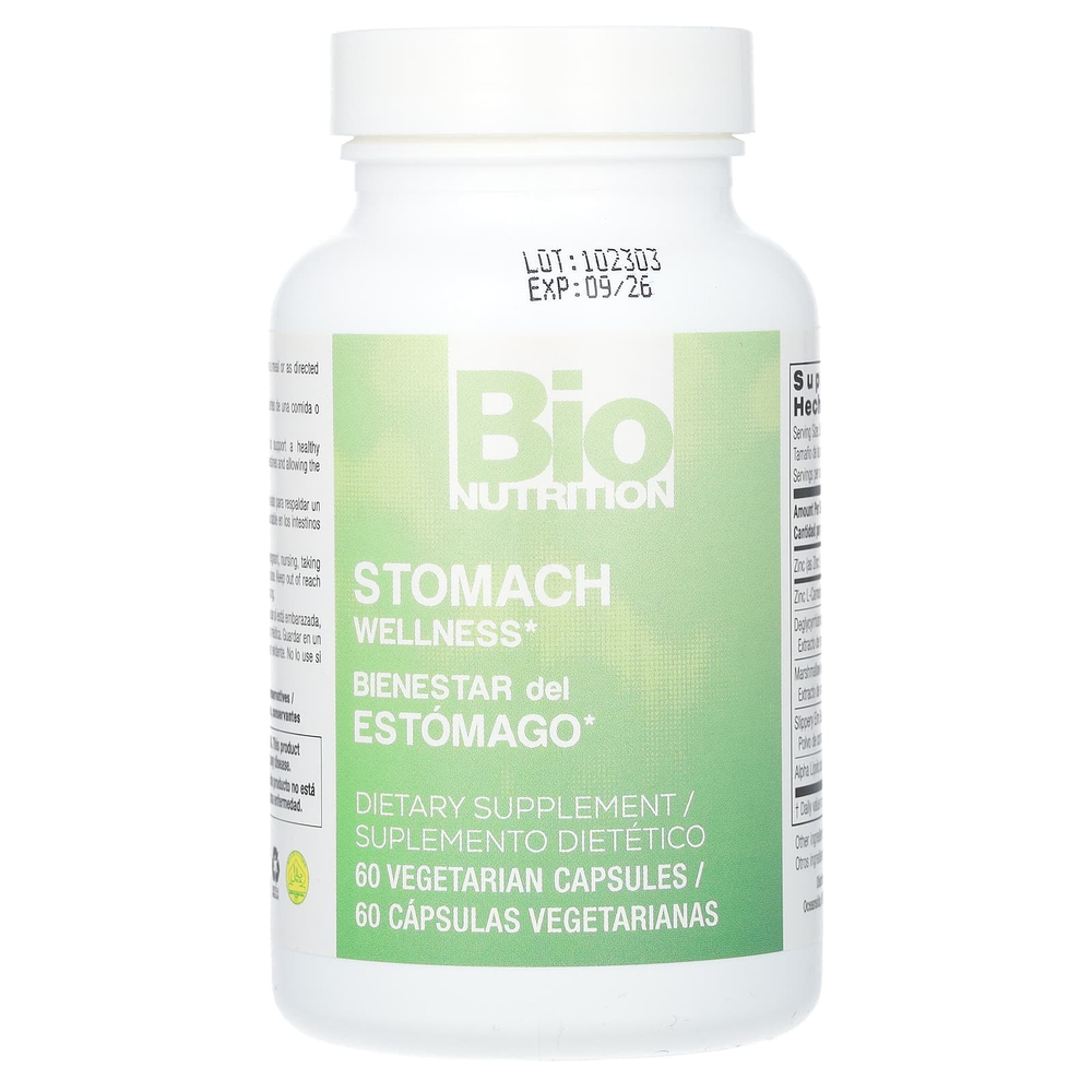 Bio Nutrition, Здоровье желудка, 60 вегетарианских капсул