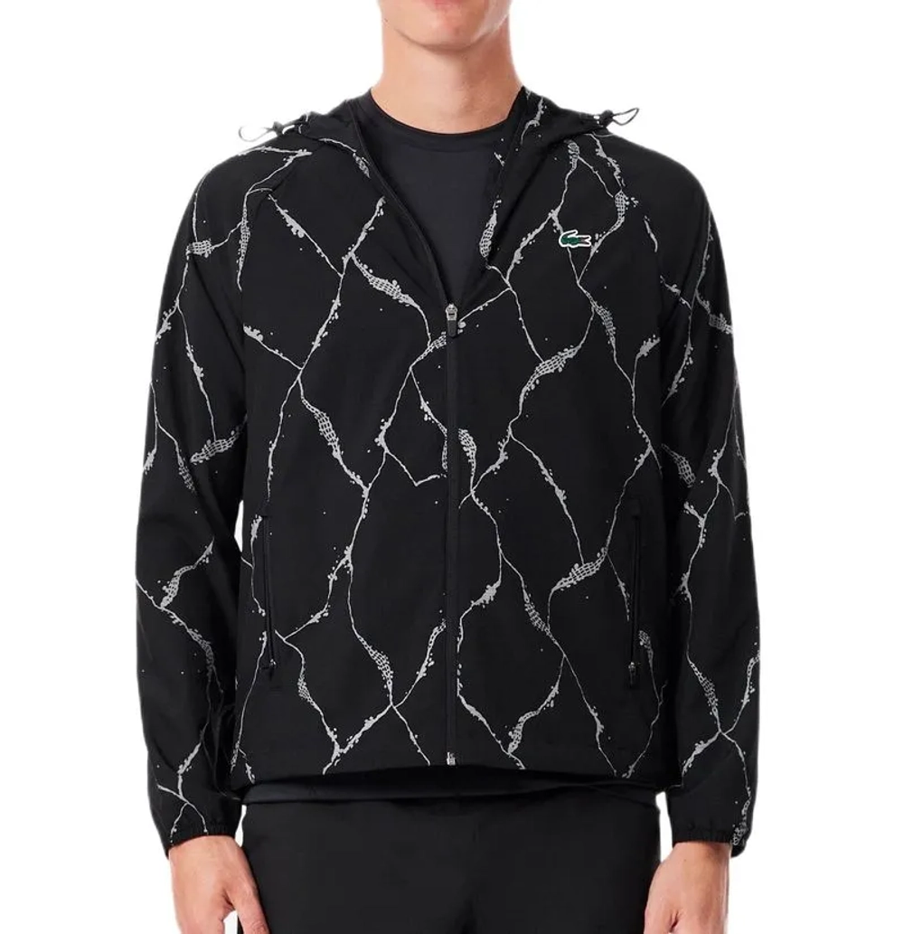 Мужская теннисная куртка Lacoste Reflective Crocodile Print - black
