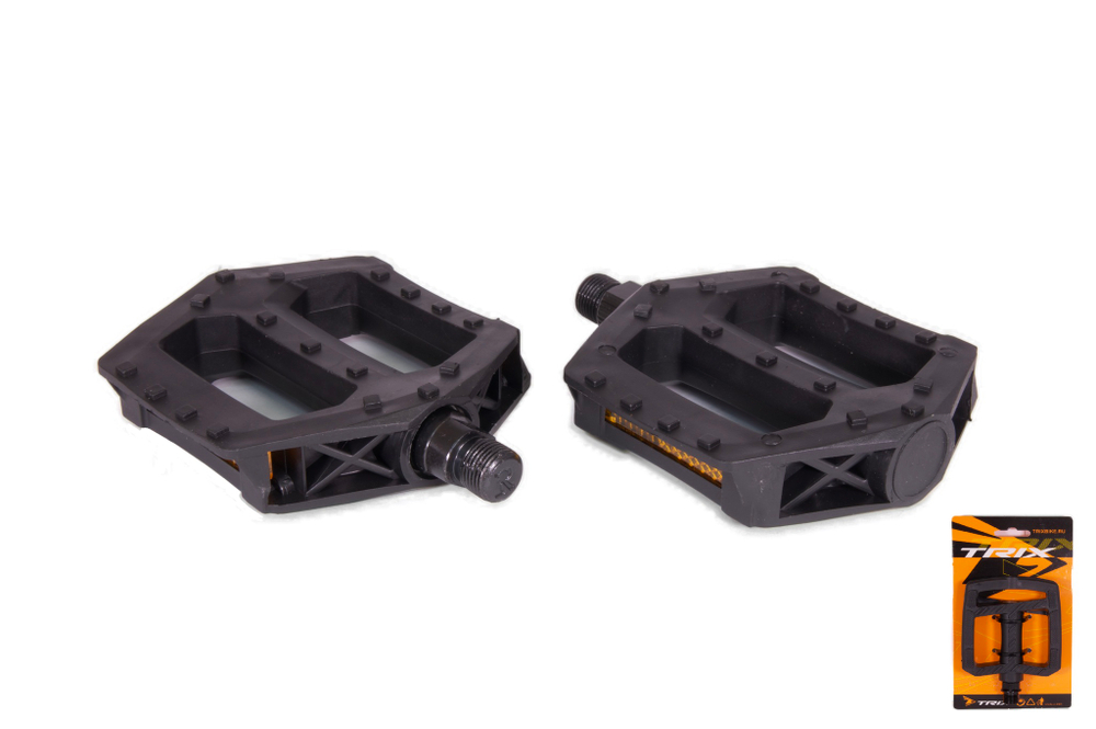 Педали TRIX PLATFORM пластиковые, 112x102мм, резьба 9/16", с шипами, черные