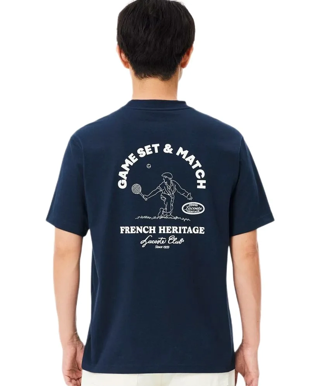 Теннисная футболка Lacoste Ultra Dry Tennis Heritage Graphic - midnight blue