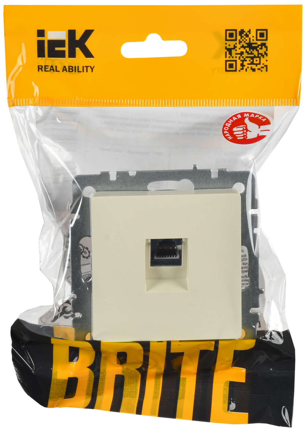 BRITE Розетка компьютерная RJ45 кат.6 РК11-БрКр бежевый IEK