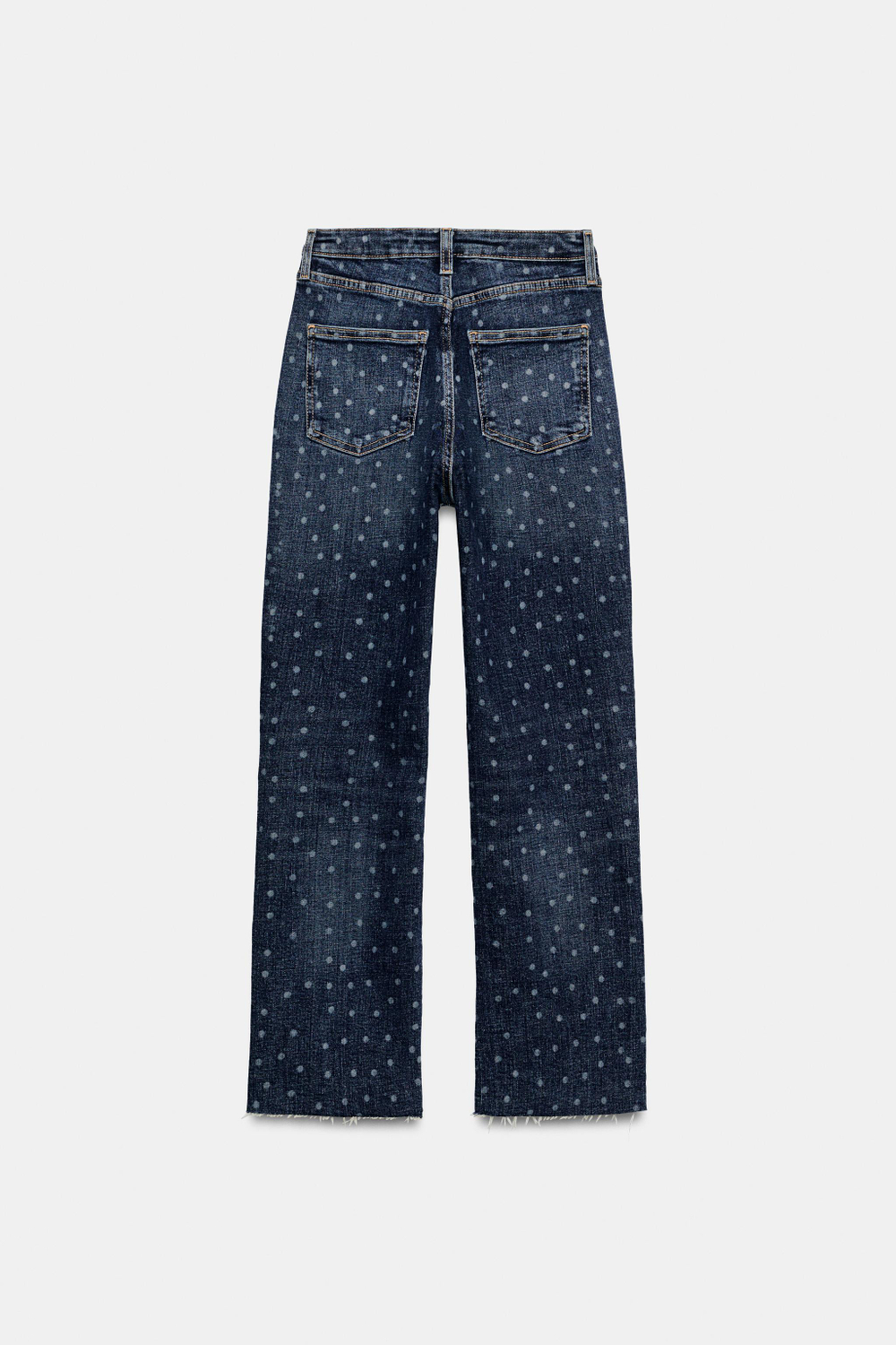 ДЖИНСЫ TRF CROPPED FLARE С ВЫСОКОЙ ПОСАДКОЙ И ПРИНТОМ В ГОРОШЕК — ZARA