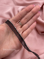 Кант из черной органзы с цепью мониль и серебристыми бусинами