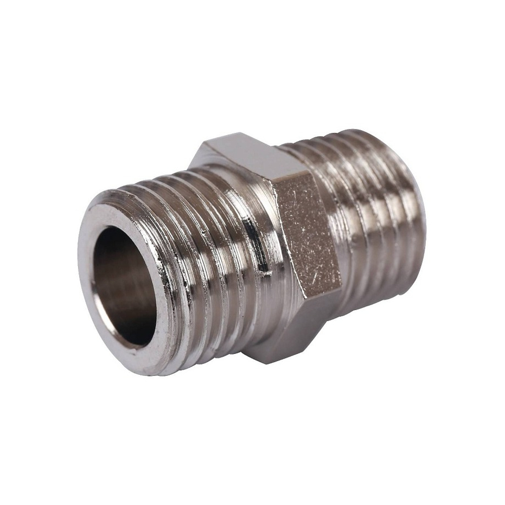 Ниппель STOUT SFT 0004 - 1/4" (для стальных труб, латунь никелированная)