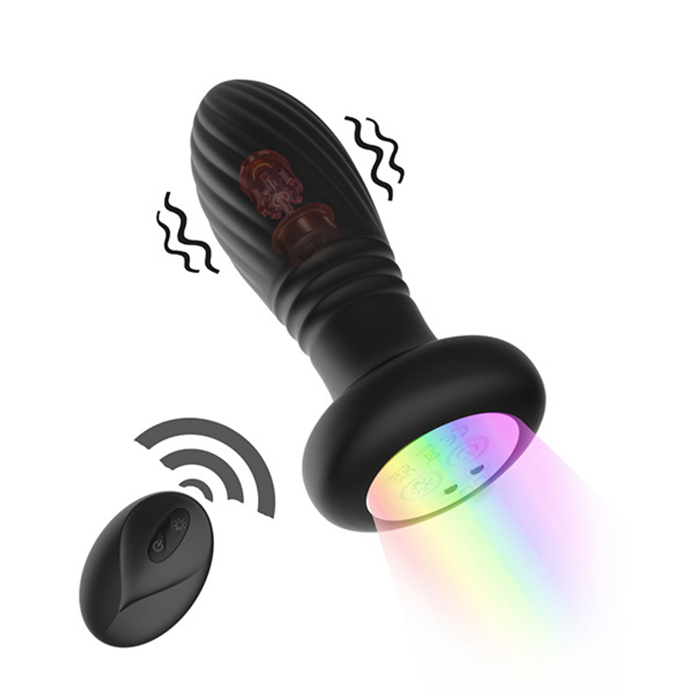Черная анальная вибропробка 11,9см с LED-подсветкой Secwell Plug SW3023