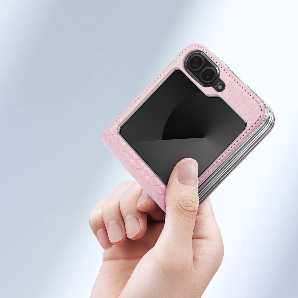Чехол из кожи розового цвета от Dux Ducis для Samsung Flip6 и Flip7 FE (W25), серия Bril Series Case