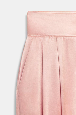 ZARA АТЛАСНЫЕ БРЮКИ СО СКЛАДКАМИ, РОЗОВЫЙ