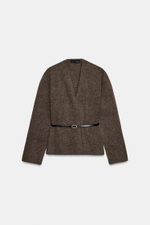 Пальто с поясом из 100% шерсти - ZARA