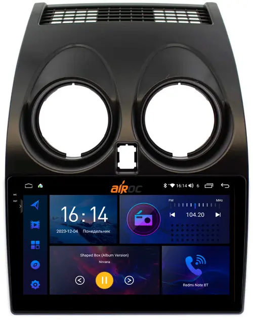 Магнитола для Nissan Qashqai J10 2006-2013, Dualis - AIROC 2K RI-1209 Android 12, Быстрая, QLed+2K, CarPlay, SIM-слот