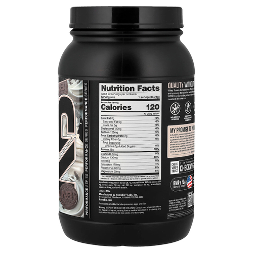NutraBio, изолят сывороточного протеина, со вкусом печенья с кремом, 907 г (2 фунта)