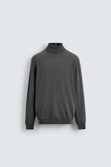 ZARA БАЗОВЫЙ ДЖЕМПЕР С ВЫСОКИМ ВОРОТНИКОМ, СЕРЫЙ МЕЛАНЖ