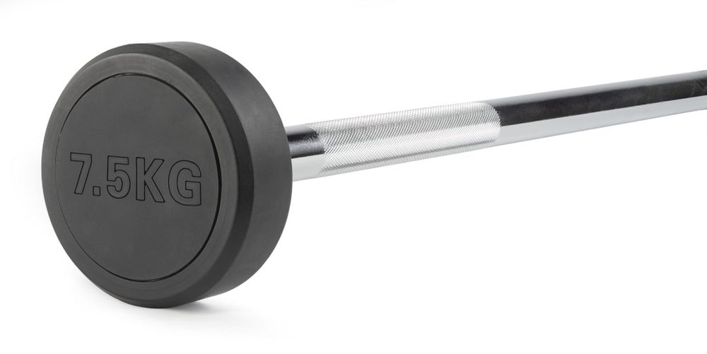 Штанга неразборная обрезиненная 7,5 кг. Прямой гриф. VictoryFit VF-DX4075