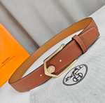 Мужской ремень Hermès 3.5 см — коньячный — фото 2