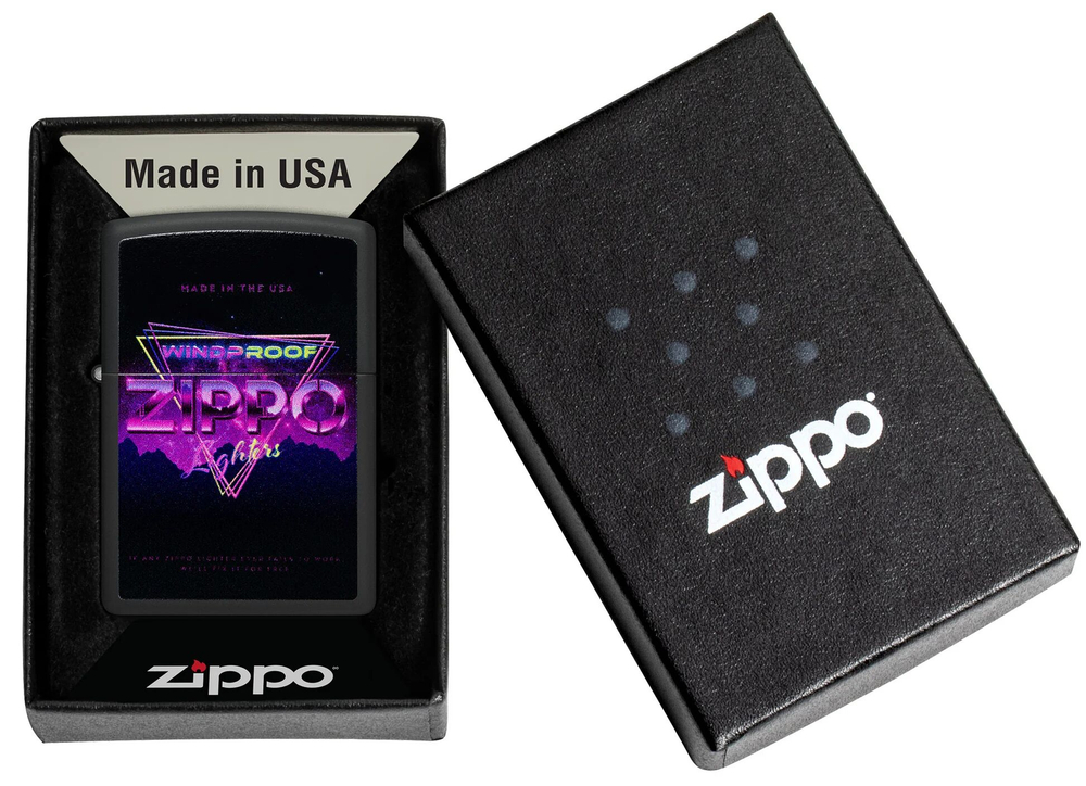 Зажигалка ZIPPO Sign Design с покрытием Black Matte, латунь/сталь, черная, 38x13x57 мм, шт