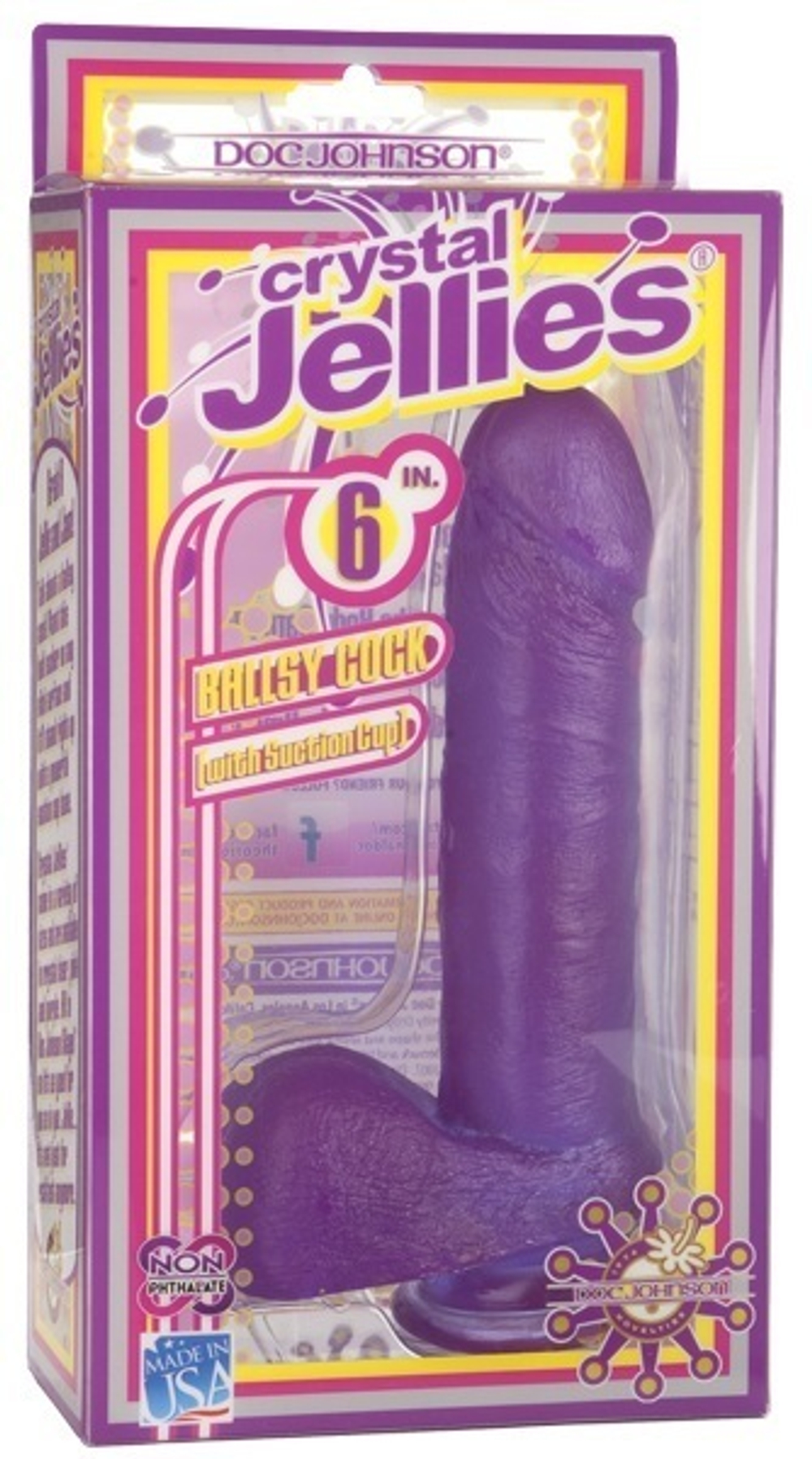 Фиолетовый гелевый фаллос CRYSTAL JELLIES