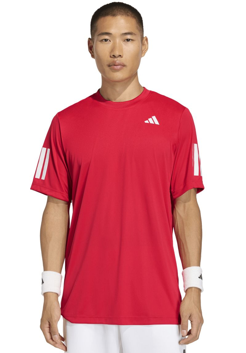 Мужская теннисная футболка Adidas Club 3-Stripes — pure rubin