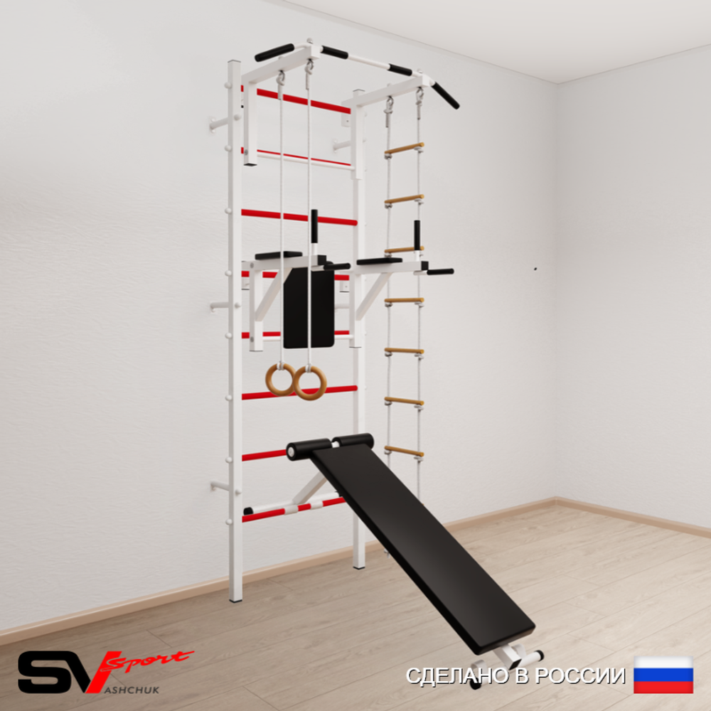 Шведская стенка Sv Sport 588 (Турник стандарт/Брусья/Скамья/Кольца/Лестница)