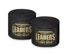 Бинты боксерские LEADERS Semi elastic   (50% хлопок/50% эластан, черный)