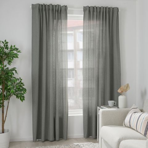 Комплект штор IKEA TIBAST (ТИБАСТ), Темно-зеленый, 145х250 см, 2 шт